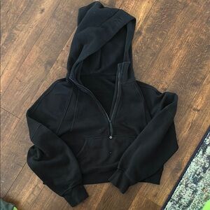 LuluLemon Black Hooded Zip-Up Sweatshirt cropped